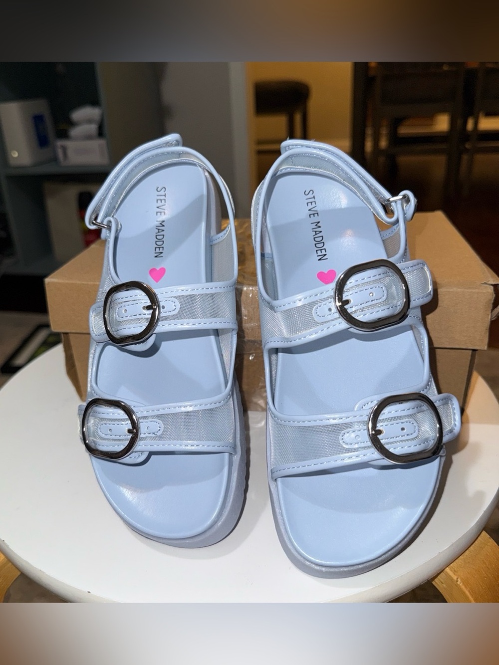 Steve Madden Kids Blue Double-Buckle Sandals